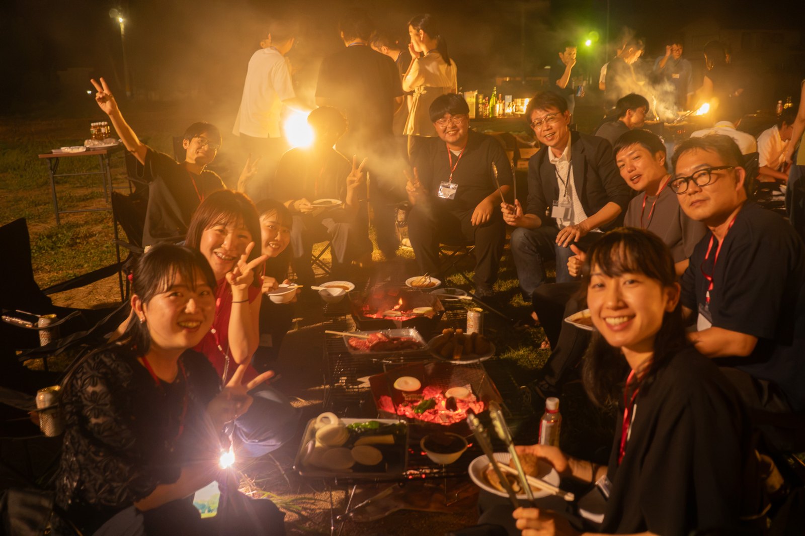 夜のバーベキュー
